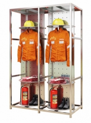 不銹鋼消防安全服架可旋轉(zhuǎn)戰(zhàn)斗服架掛衣架救援隊快速換裝架兩人位