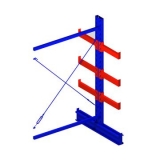 雙面懸臂副架，1500*1600*2500，400kg/層，4層，懸臂長700mm，含底座，