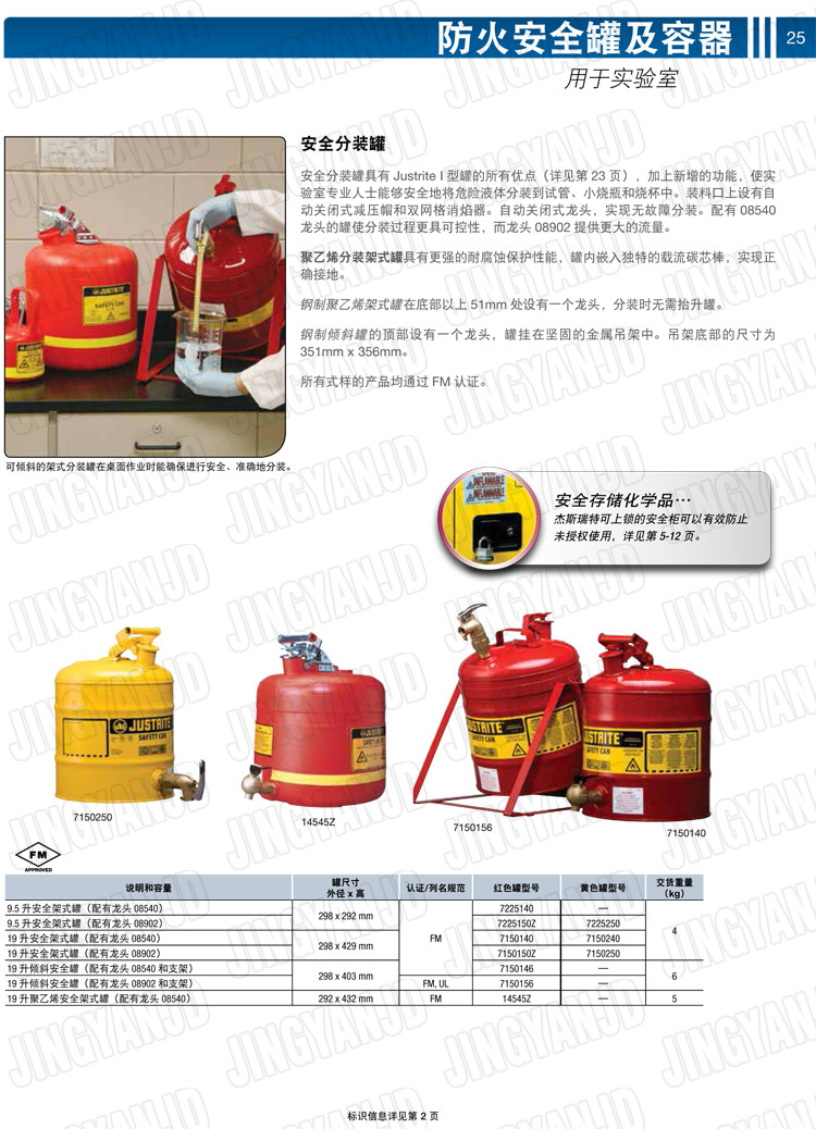 JUSTRITE，美國杰斯瑞特，justriteI型安全罐,柴油汽油存放罐，酒精松香水安全存儲罐，防火安全罐，防爆安全罐